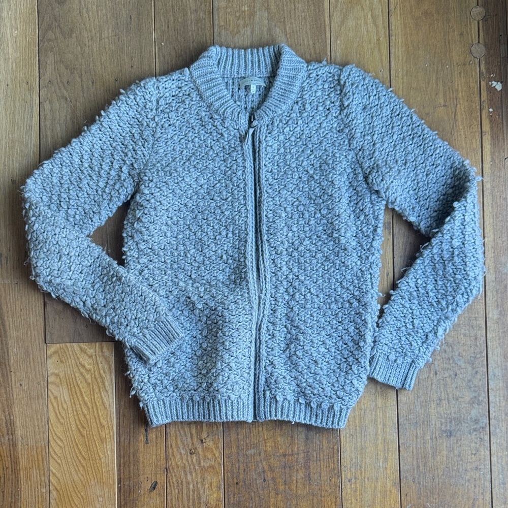 Lucky Brand Textured Gray Women's Full Zip Cardigan